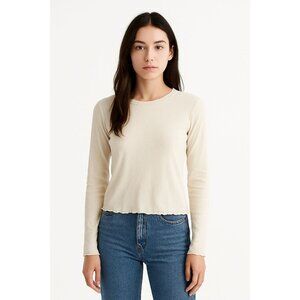 DYI Women's Long Sleeve Waffle Top White Size Medium